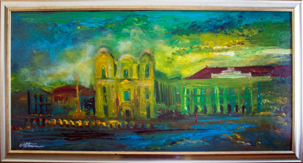 Orasul in amurg verde