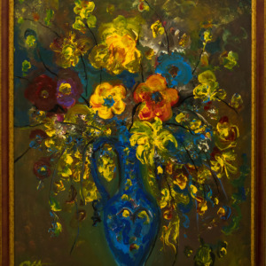 Eflorescență Radiantă în Vas de Cobalt