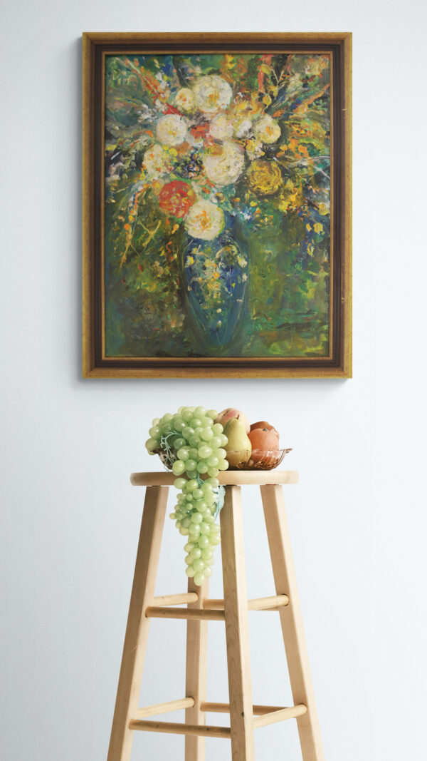 Buchet în vază albastră