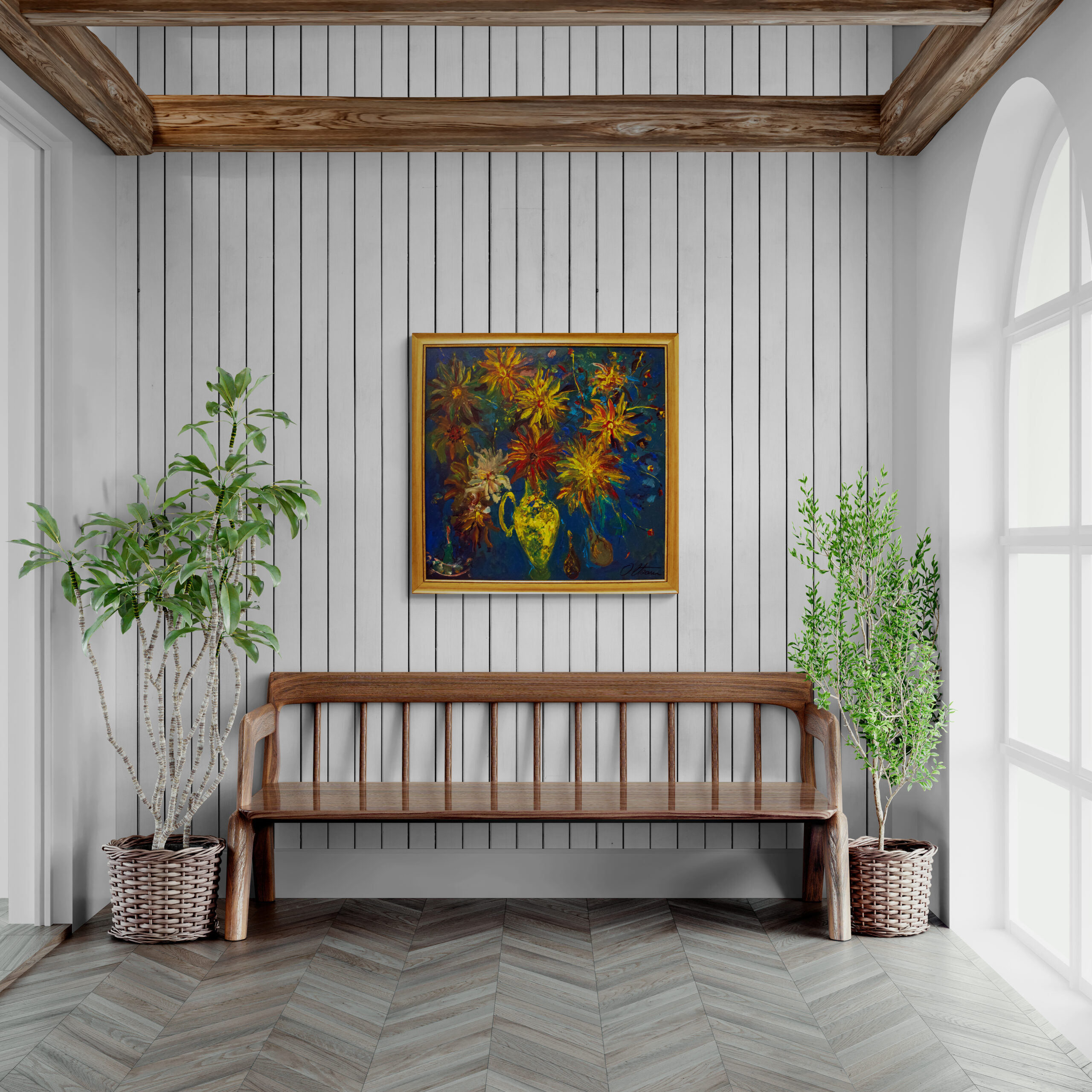 Vaza galbena si flacarile florilor - Image 2